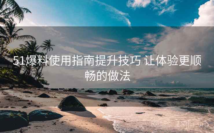 51爆料使用指南提升技巧 让体验更顺畅的做法  第1张