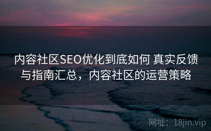 内容社区SEO优化到底如何 真实反馈与指南汇总，内容社区的运营策略  第1张